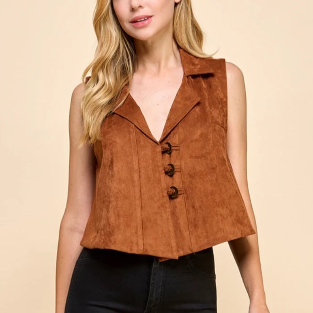 fab'rik Brown Suede Vest